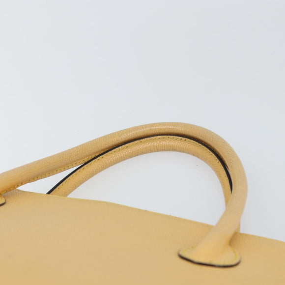 CELINE Hand Bag Leather Beige Gold Auth ki6269