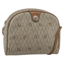 Christian Dior Honeycomb Canvas Shoulder Bag PVC Beige Gold Auth ki6276-1