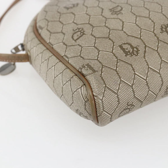 Christian Dior Honeycomb Canvas Shoulder Bag PVC Beige Gold Auth ki6276