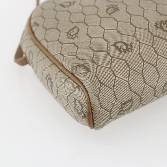 Christian Dior Honeycomb Canvas Shoulder Bag PVC Beige Gold Auth ki6276