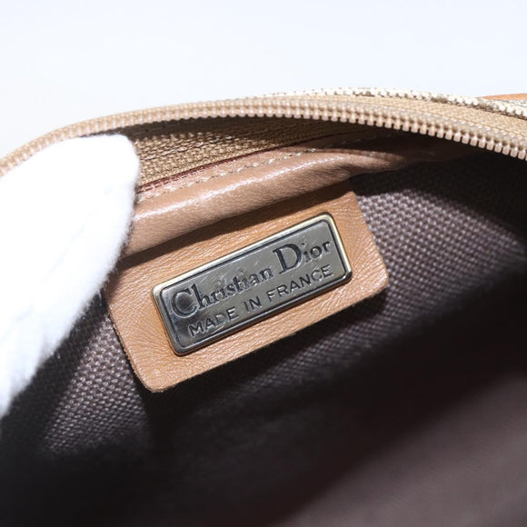 Christian Dior Honeycomb Canvas Shoulder Bag PVC Beige Gold Auth ki6276
