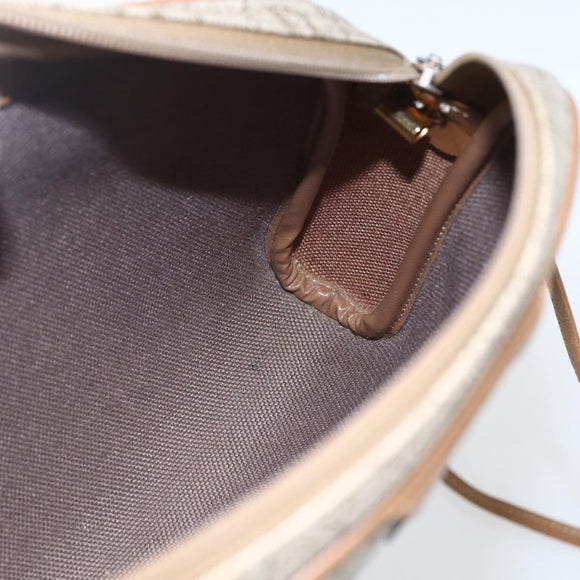 Christian Dior Honeycomb Canvas Shoulder Bag PVC Beige Gold Auth ki6276
