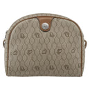Christian Dior Honeycomb Canvas Shoulder Bag PVC Beige Gold Auth ki6276-2