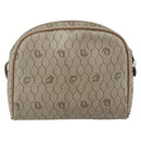 Christian Dior Honeycomb Canvas Shoulder Bag PVC Beige Gold Auth ki6276-3