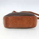 CELINE Macadam Canvas Tote Bag PVC Leather 2way Brown Gold Auth ki6278-5