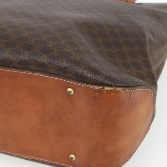 CELINE Macadam Canvas Tote Bag PVC Leather 2way Brown Gold Auth ki6278