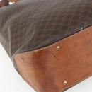 CELINE Macadam Canvas Tote Bag PVC Leather 2way Brown Gold Auth ki6278-17