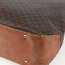 CELINE Macadam Canvas Tote Bag PVC Leather 2way Brown Gold Auth ki6278-18