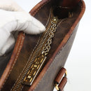 CELINE Macadam Canvas Tote Bag PVC Leather 2way Brown Gold Auth ki6278-20