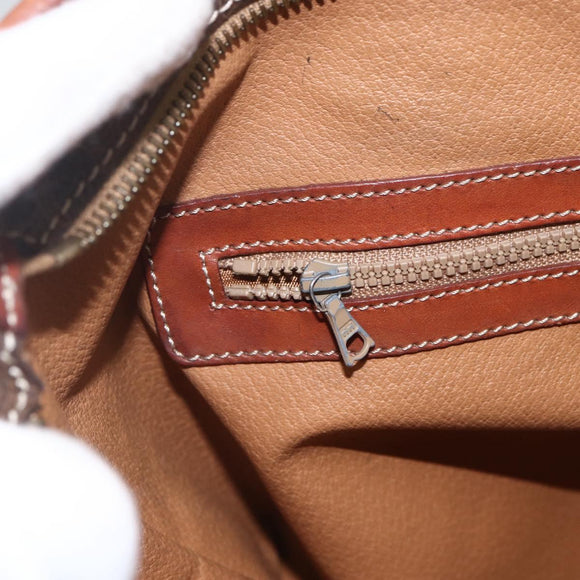 CELINE Macadam Canvas Tote Bag PVC Leather 2way Brown Gold Auth ki6278