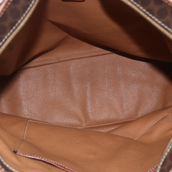 CELINE Macadam Canvas Tote Bag PVC Leather 2way Brown Gold Auth ki6278