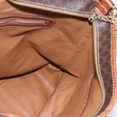 CELINE Macadam Canvas Tote Bag PVC Leather 2way Brown Gold Auth ki6278-23