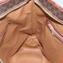 CELINE Macadam Canvas Tote Bag PVC Leather 2way Brown Gold Auth ki6278-24