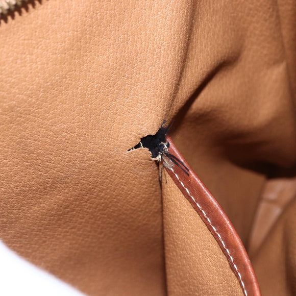 CELINE Macadam Canvas Tote Bag PVC Leather 2way Brown Gold Auth ki6278