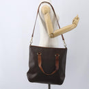 CELINE Macadam Canvas Tote Bag PVC Leather 2way Brown Gold Auth ki6278-26