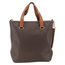 CELINE Macadam Canvas Tote Bag PVC Leather 2way Brown Gold Auth ki6278-2