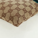 GUCCI GG Canvas Waist Bag Beige Turquoise Blue Silver 28566 Auth ki6279V-16