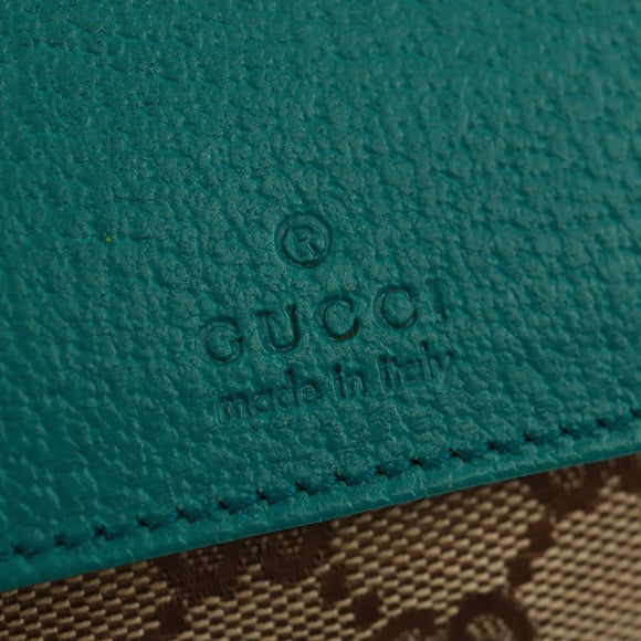 GUCCI GG Canvas Waist Bag Beige Turquoise Blue Silver 28566 Auth ki6279V
