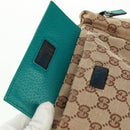 GUCCI GG Canvas Waist Bag Beige Turquoise Blue Silver 28566 Auth ki6279V-19