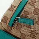 GUCCI GG Canvas Waist Bag Beige Turquoise Blue Silver 28566 Auth ki6279V-20