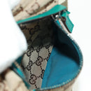 GUCCI GG Canvas Waist Bag Beige Turquoise Blue Silver 28566 Auth ki6279V-22