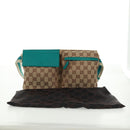 GUCCI GG Canvas Waist Bag Beige Turquoise Blue Silver 28566 Auth ki6279V-12