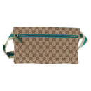 GUCCI GG Canvas Waist Bag Beige Turquoise Blue Silver 28566 Auth ki6279V-2