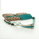 GUCCI GG Canvas Waist Bag Beige Turquoise Blue Silver 28566 Auth ki6279V-7