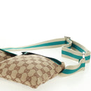 GUCCI GG Canvas Waist Bag Beige Turquoise Blue Silver 28566 Auth ki6279V-14