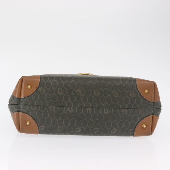 Christian Dior Honeycomb Canvas Shoulder Bag PVC Gray Gold Auth ki6281