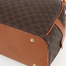 CELINE Macadam Canvas Handtasche PVC Leder Braun Gold Auth ki6282-9