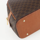 CELINE Macadam Canvas Handtasche PVC Leder Braun Gold Auth ki6282-14