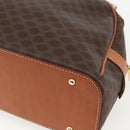 CELINE Macadam Canvas Handtasche PVC Leder Braun Gold Auth ki6282-15