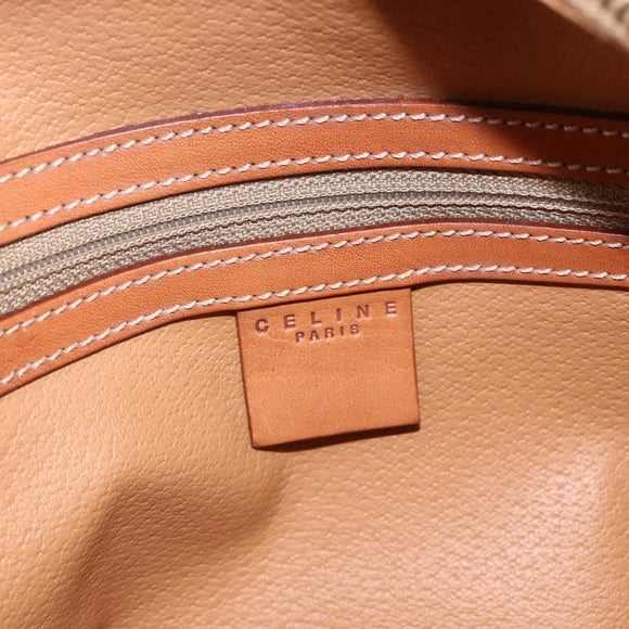 CELINE Macadam Canvas Handtasche PVC Leder Braun Gold Auth ki6282