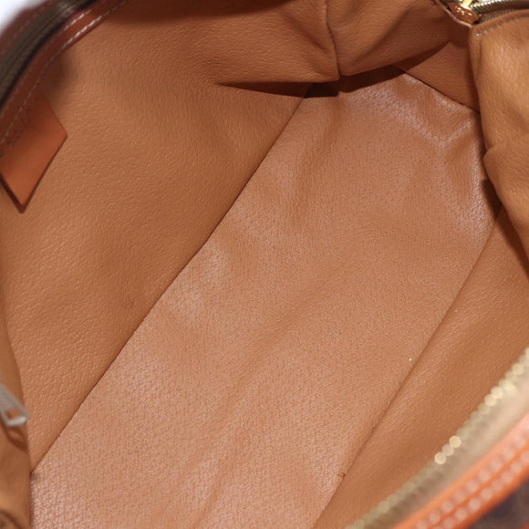 CELINE Macadam Canvas Handtasche PVC Leder Braun Gold Auth ki6282