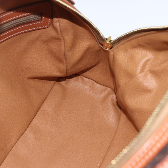 CELINE Macadam Canvas Handtasche PVC Leder Braun Gold Auth ki6282