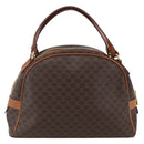 CELINE Macadam Canvas Handtasche PVC Leder Braun Gold Auth ki6282-2