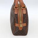 CELINE Macadam Canvas Handtasche PVC Leder Braun Gold Auth ki6282-3