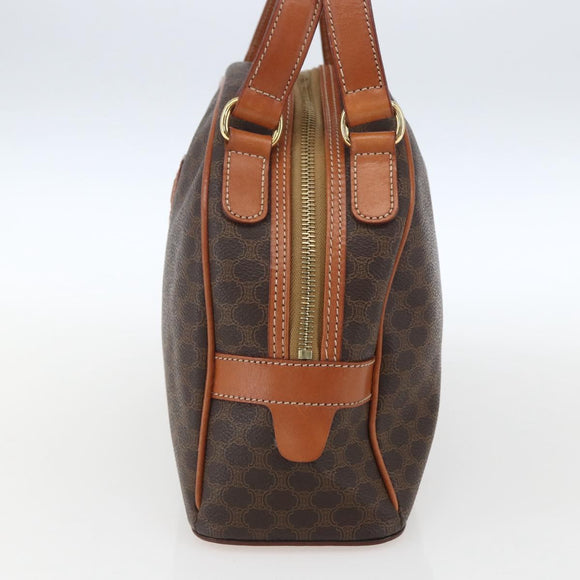 CELINE Macadam Canvas Handtasche PVC Leder Braun Gold Auth ki6282