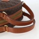CELINE Macadam Canvas Handtasche PVC Leder Braun Gold Auth ki6282-7