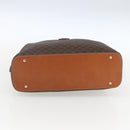 CELINE Macadam Canvas Handtasche PVC Leder Braun Gold Auth ki6282-5