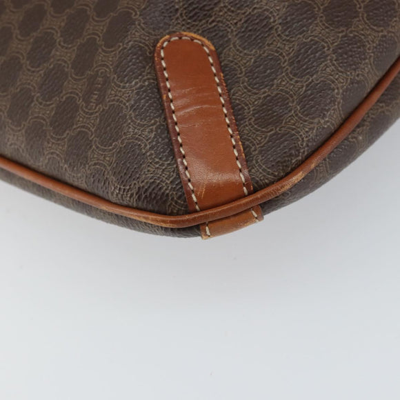 CELINE Macadam Canvas Tote Bag PVC Leather Brown Gold Auth ki6285