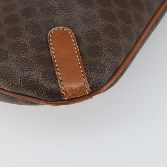 CELINE Macadam Canvas Tote Bag PVC Leather Brown Gold Auth ki6285