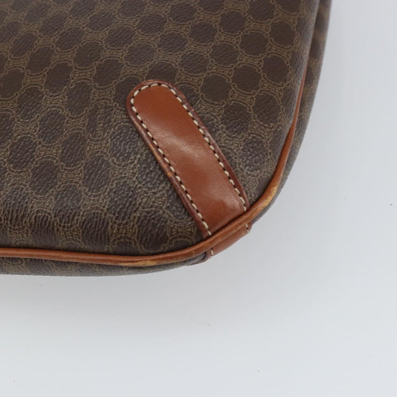 CELINE Macadam Canvas Tote Bag PVC Leather Brown Gold Auth ki6285
