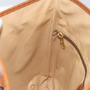 CELINE Macadam Canvas Tote Bag PVC Leather Brown Gold Auth ki6285-20