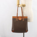 CELINE Macadam Canvas Tote Bag PVC Leather Brown Gold Auth ki6285-22