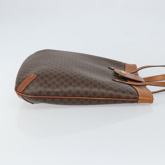 CELINE Macadam Canvas Tote Bag PVC Leather Brown Gold Auth ki6285