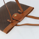 CELINE Macadam Canvas Tote Bag PVC Leather Brown Gold Auth ki6285-6