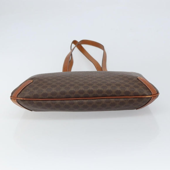 CELINE Macadam Canvas Tote Bag PVC Leather Brown Gold Auth ki6285