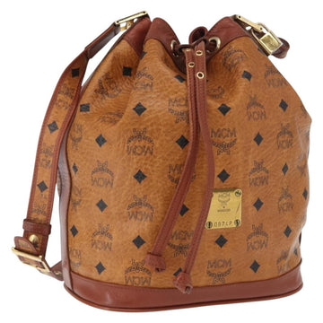 MCM Logogram Vicetos Shoulder Bag PVC Leather Brown Gold Auth ki6291